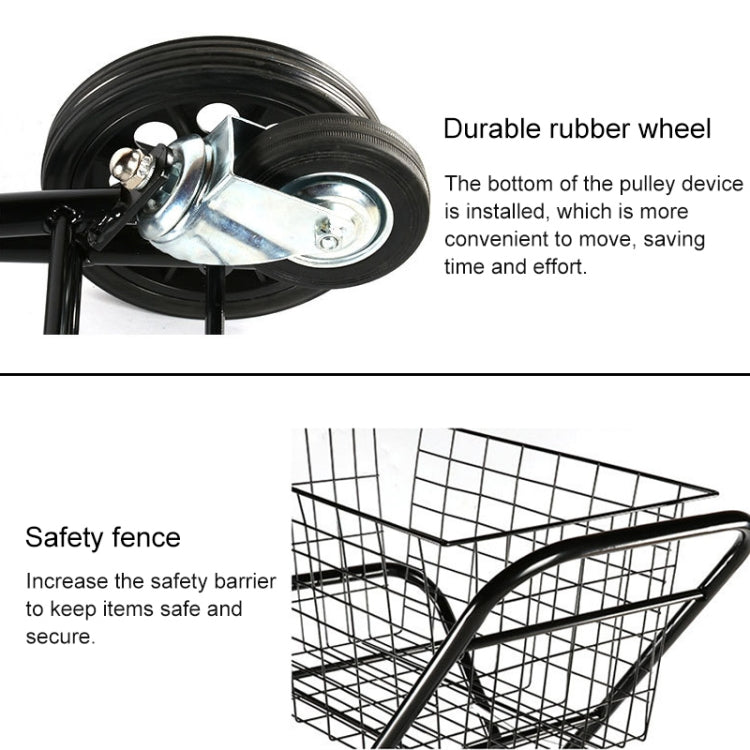 Portable Foldable Luggage Truck Hand Cart Double Basket Shopping Supermarket Trolley Case