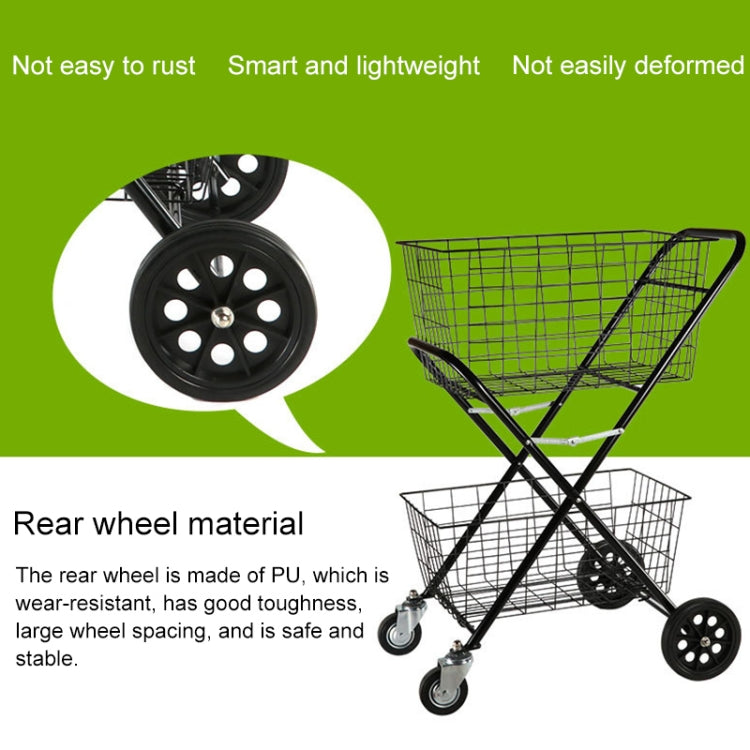 Portable Foldable Luggage Truck Hand Cart Double Basket Shopping Supermarket Trolley Case