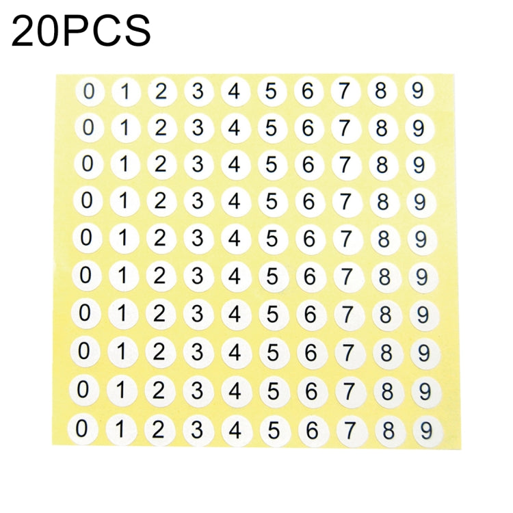 20 PCS Round Shape Number Sticker Shoe Size Label, Number 0-9