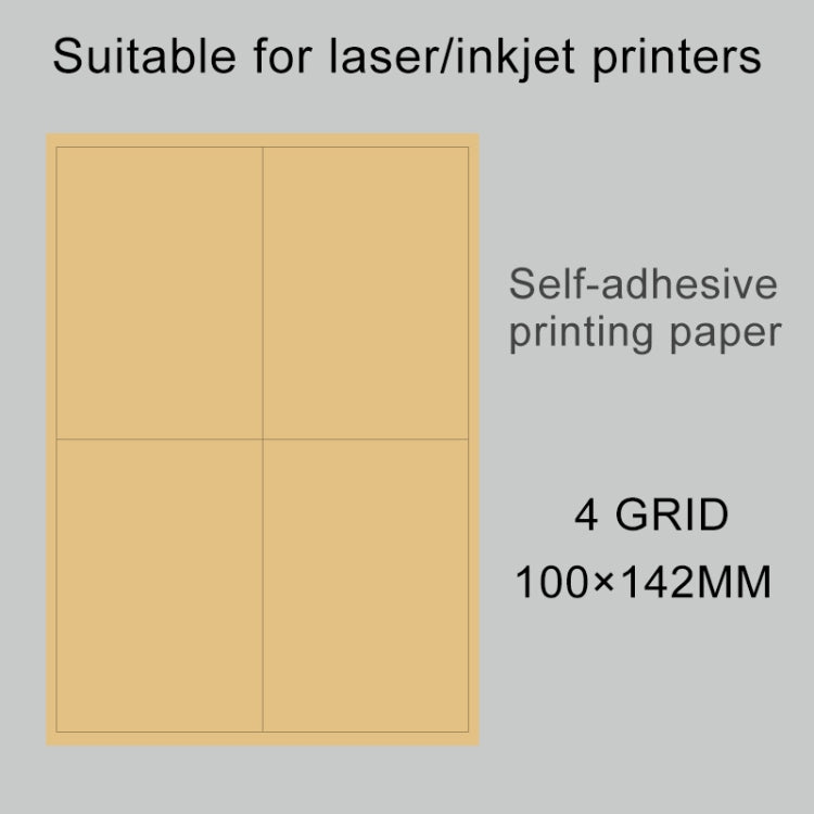 500 PCS 4 Grids Self-adhesive Printer Paper, Size: 100x142mm