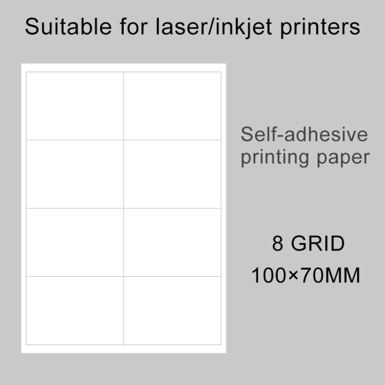 500 PCS 8 Grids Self-adhesive Printer Paper, Size: 100x70mm