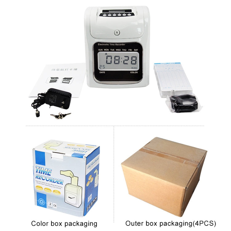 LCD Screen Electronic Time Clock Paper Card English Attendance Machine Punch Machine, Support Music Bell