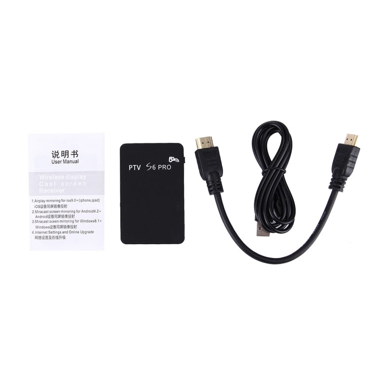 PTV S6 Pro Mini Wireless Dual Band 2.4GHz + 5.8GHz WiFi Display Adaptor Miracast Airplay DLNA HDMI TV Dongle Display Receiver for Android & IOS & Mac & Windows Devices