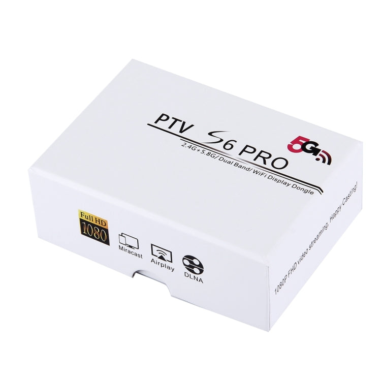 PTV S6 Pro Mini Wireless Dual Band 2.4GHz + 5.8GHz WiFi Display Adaptor Miracast Airplay DLNA HDMI TV Dongle Display Receiver for Android & IOS & Mac & Windows Devices