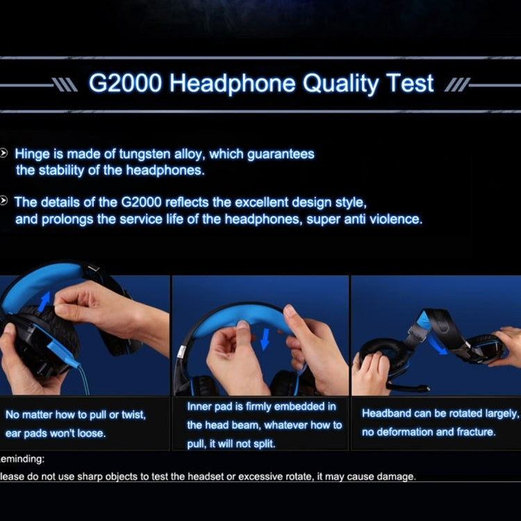 [UAE Warehouse] KOTION EACH G2000 Over-ear Game Gaming Headphone Headset Earphone Headband with Mic Stereo Bass LED Light for PC Gamer,Cable Length: About 2.2m(Blue + Black)