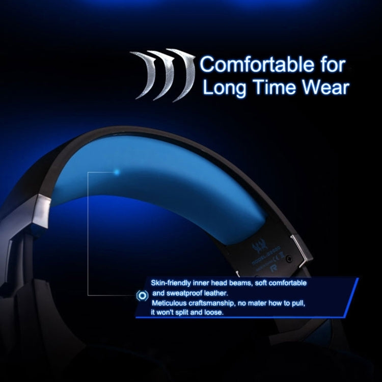 [UAE Warehouse] KOTION EACH G2000 Over-ear Game Gaming Headphone Headset Earphone Headband with Mic Stereo Bass LED Light for PC Gamer,Cable Length: About 2.2m(Blue + Black)