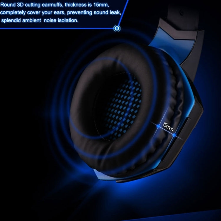 [UAE Warehouse] KOTION EACH G2000 Over-ear Game Gaming Headphone Headset Earphone Headband with Mic Stereo Bass LED Light for PC Gamer,Cable Length: About 2.2m(Blue + Black)