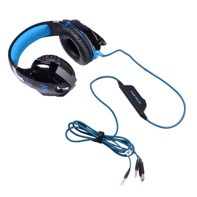 [UAE Warehouse] KOTION EACH G2000 Over-ear Game Gaming Headphone Headset Earphone Headband with Mic Stereo Bass LED Light for PC Gamer,Cable Length: About 2.2m(Blue + Black)