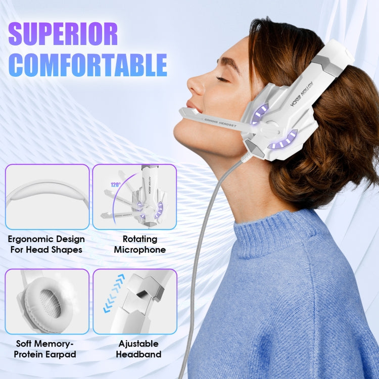 KOTION EACH G9000 3.5mm Gaming Headset with Microphone LED Light,Cable Length: About 2.2m