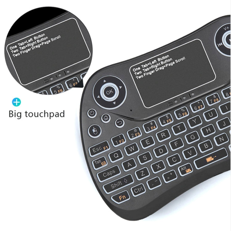 S913 2.4GHz Mini Smart Colorful Backlit Rechargeable Wireless Gaming Keyboard for Tablet / PC / Android TV Case, with Touchpad & Air Mouse