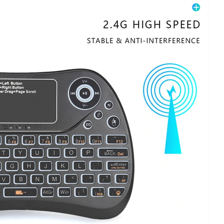 S913 2.4GHz Mini Smart Colorful Backlit Rechargeable Wireless Gaming Keyboard for Tablet / PC / Android TV Case, with Touchpad & Air Mouse