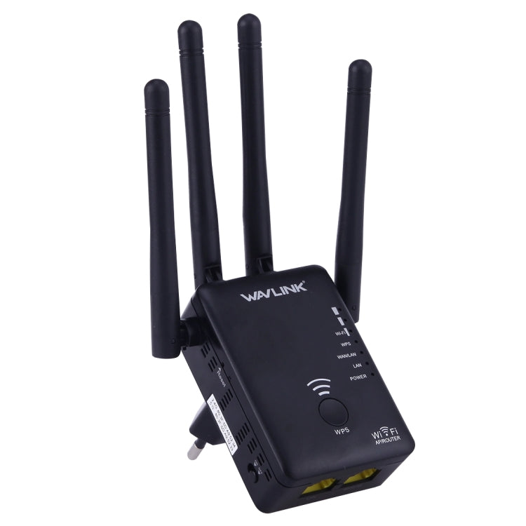 Wavlink WS-WN575A3 5GHz 866Mbps + 2.4GHz 300Mbps Dual Band Wireless Mini Wall Plug Router WiFi Repeater with 4 External Antennas(Black)