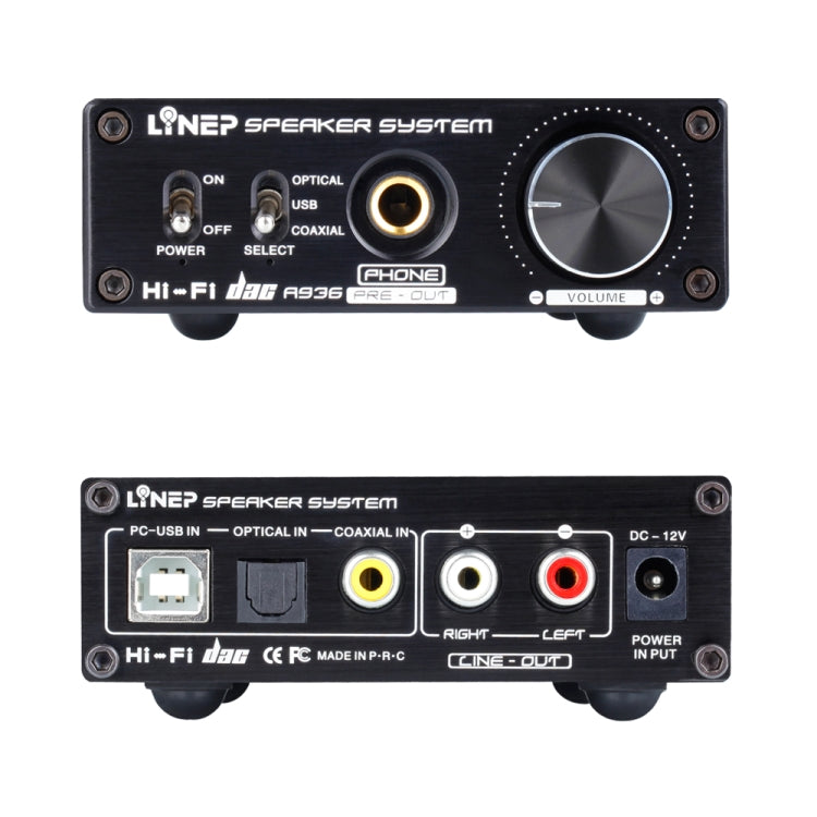 A936 Portable Fiber Coaxial USB Headphone Amplifier Digital Audio DAC Decoder (Black)