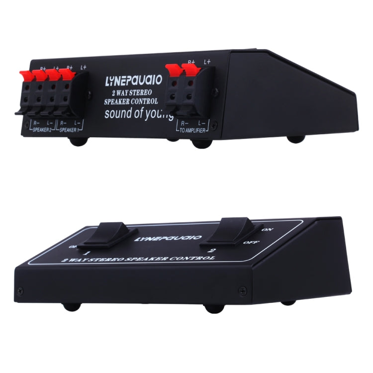 B811 Passive Speaker Switch 2 Channel Stereo Speaker Switch Distributor, 1 Input and 2 Output(Black)
