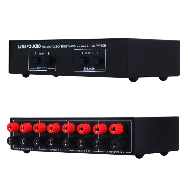 B822 Passive Speaker Switch 2 Channel Power Amplifier Audio Switch Loudspeaker,  2 Input and 2 Output(Black)