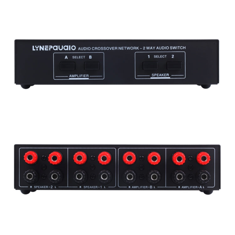 B822 Passive Speaker Switch 2 Channel Power Amplifier Audio Switch Loudspeaker,  2 Input and 2 Output(Black)