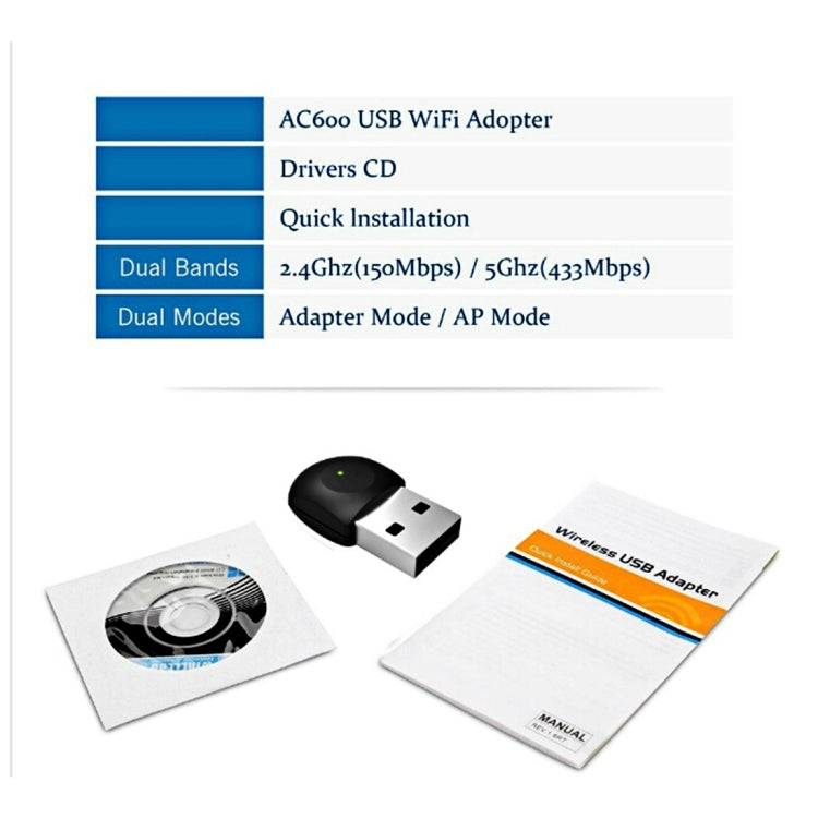 Wavlink WS-WN682A1 Mini 5GHz 433Mbps + 2.4GHz 150Mbps USB Dual Band Wifi Wireless Adapter Network Card