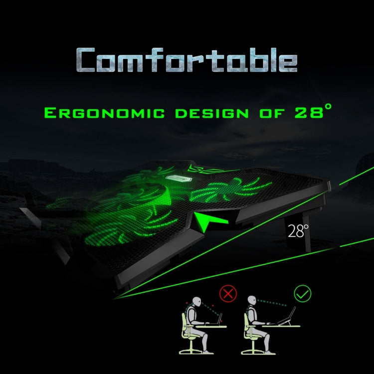 Ice Troll 2S COOLCOLD DC 9V Dual USB Five Fans Cooler Stand Radiator Cooling Pad for 12-17 inch Gaming Laptop Notebook(Camouflage)