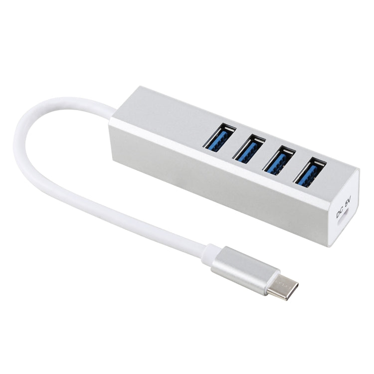 5Gbps Super Speed Self / Bus Power 4 Ports USB 3.0 to USB-C / Type-C HUB Converter (Silver)