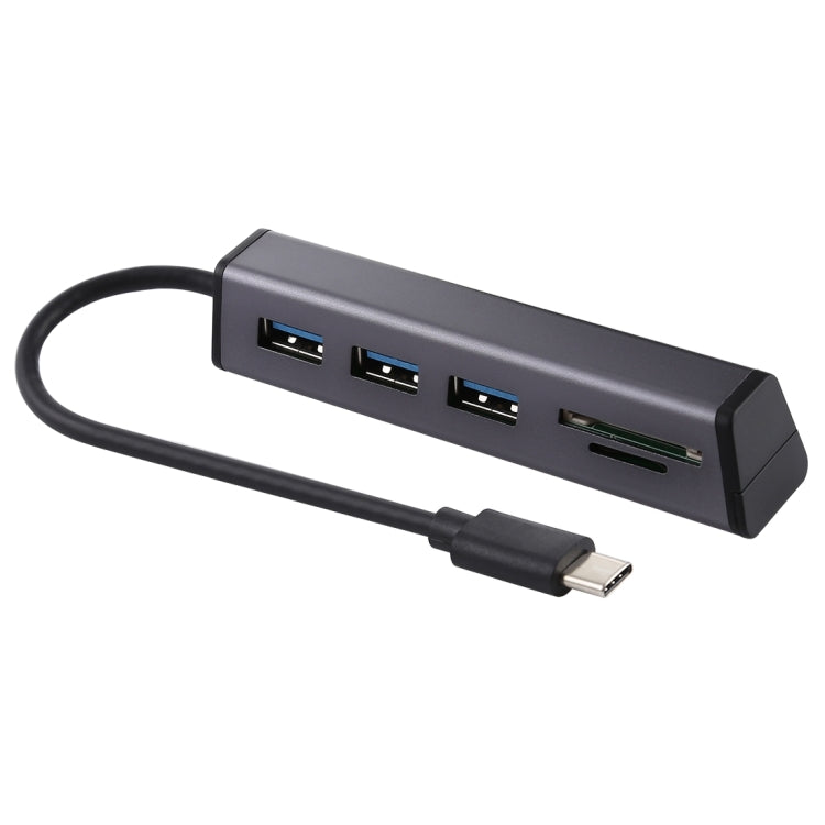 Multi-functional USB-C / Type-C to 3 x USB 3.0 + SD / TF Card Reader HUB with Hidden Phone Holder