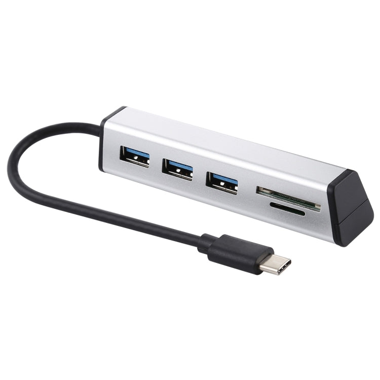 Multi-functional USB-C / Type-C to 3 x USB 3.0 + SD / TF Card Reader HUB with Hidden Phone Holder