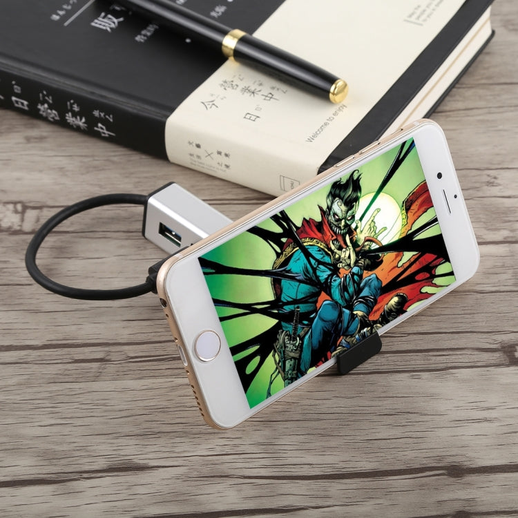 Multi-functional USB-C / Type-C to 3 x USB 3.0 + SD / TF Card Reader HUB with Hidden Phone Holder
