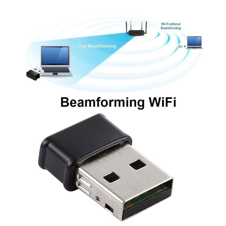 AC1200Mbps 2.4GHz & 5GHz Dual Band USB 2.0 WiFi Adapter External Network Card (Black)