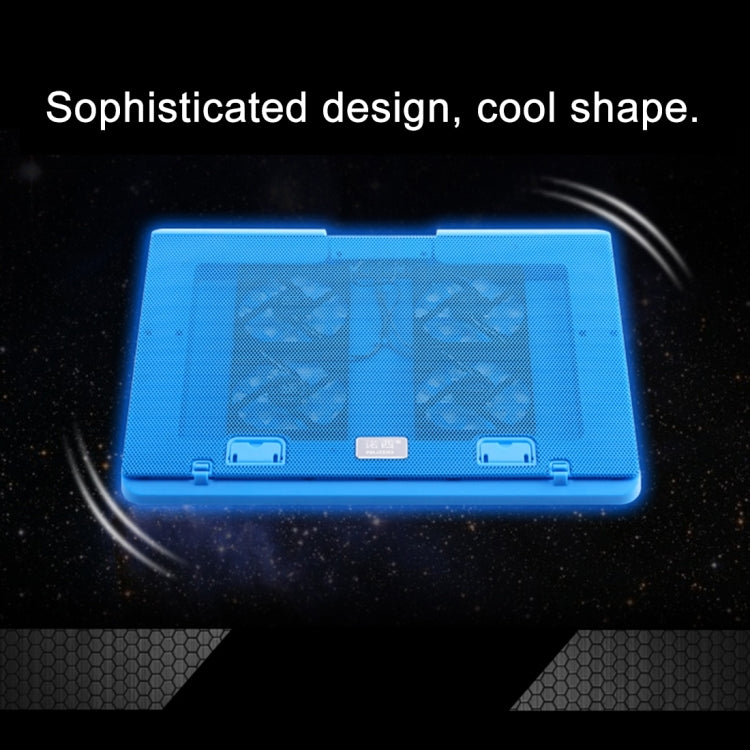 NUOXI H2 Four Fans Ultra Silent CPU Notebook Computer Cooling Base USB Cooler Pad with 2 x USB Ports(Black)