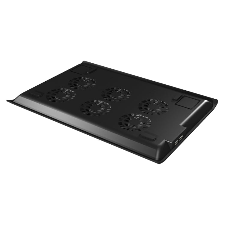 NUOXI M6 Six Fans Touch Ultra Silent Metal Surface Notebook Computer Cooling Base USB Cooler Pad with 2 x USB Ports