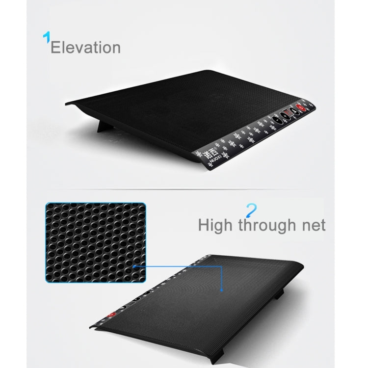NUOXI M6 Six Fans Touch Ultra Silent Metal Surface Notebook Computer Cooling Base USB Cooler Pad with 2 x USB Ports