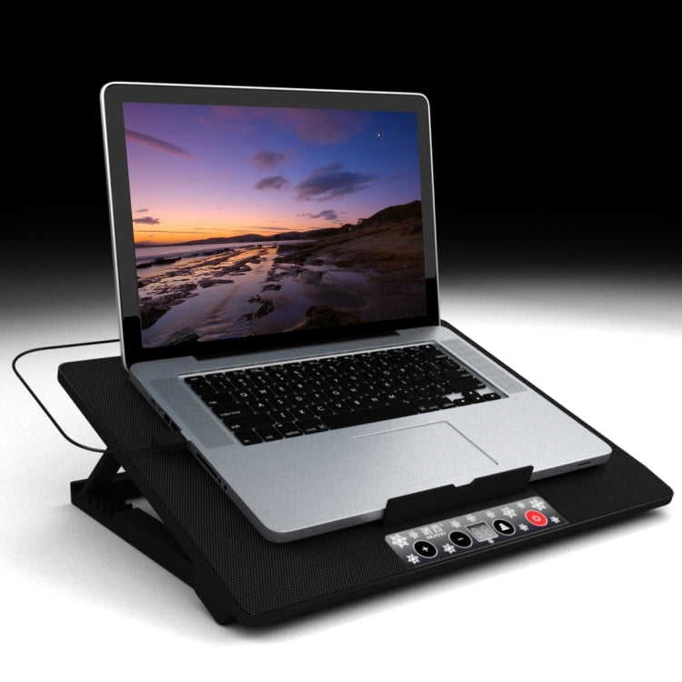 NUOXI M8 Six Fans Touch Ultra Silent CPU Notebook Computer Cooling Base USB Cooler Pad with 2 x USB Ports(Blue)