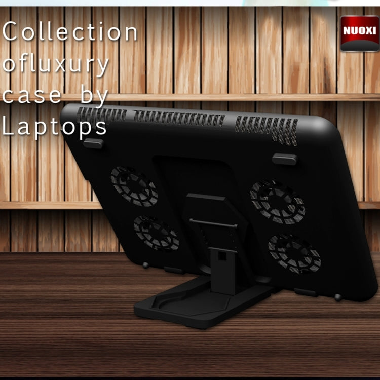 NUOXI S400 Four Fans Silent CPU Notebook Computer Cooling Base Cooler Pad with 2 x USB Ports & Tablet Holder(White)