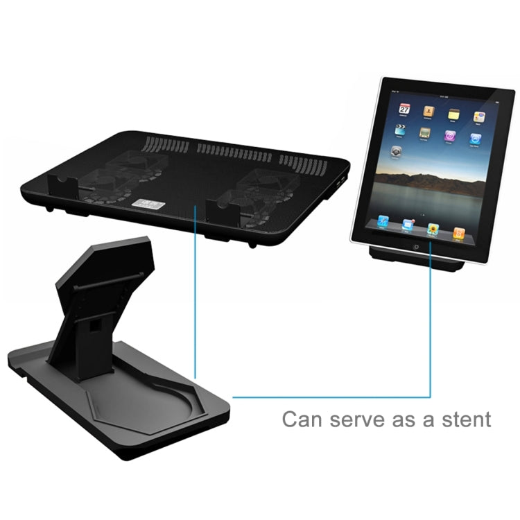 NUOXI S400 Four Fans Silent CPU Notebook Computer Cooling Base Cooler Pad with 2 x USB Ports & Tablet Holder(White)