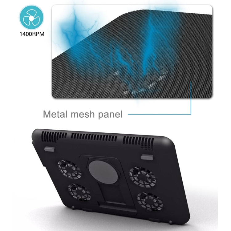 NUOXI S400 Four Fans Silent CPU Notebook Computer Cooling Base Cooler Pad with 2 x USB Ports & Tablet Holder(White)