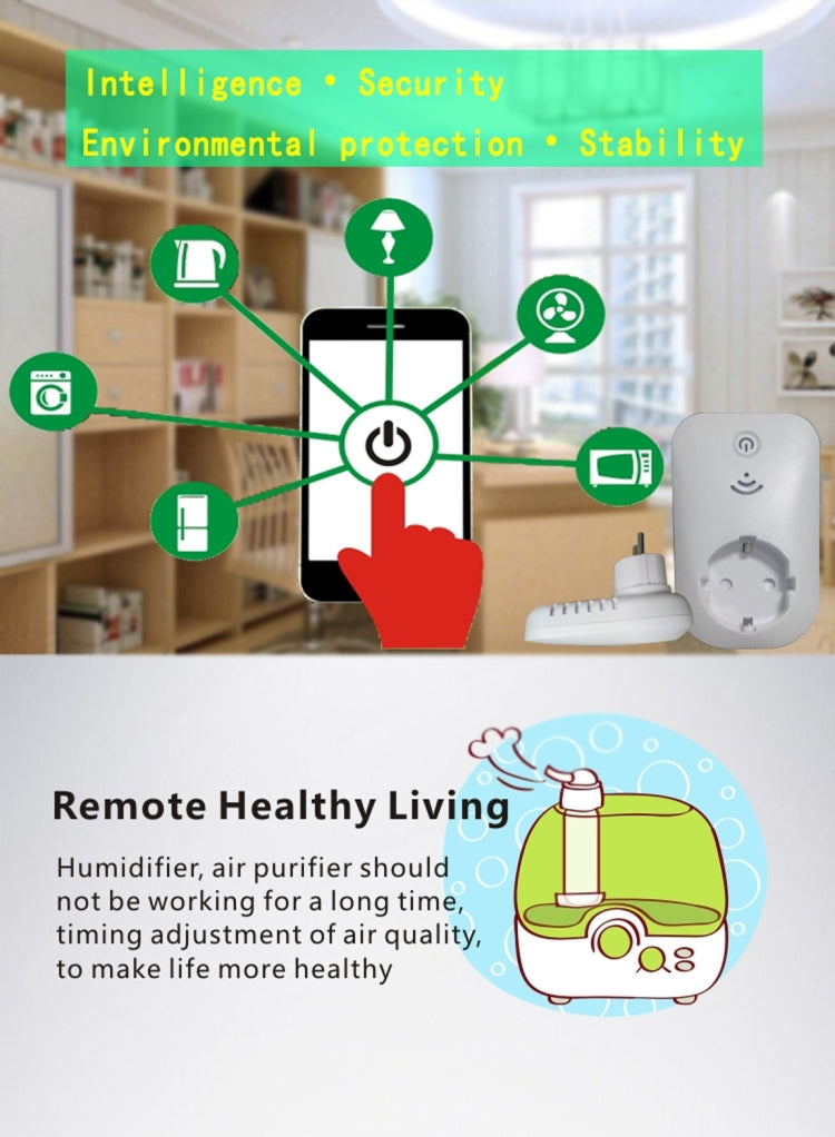 BangSmart S1 Wifi Alarm Socket Remote Control Smart Socket with Door Sensor, Android + iOS Supported, EU Plug