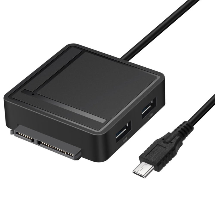 USB-C / Type-C to SATA 3.0 Hard Drive Adapter Cable with 2 USB 3.0 & TF / SD Card Reader HUB for 2.5 inch / 3.5 inch SATA HDD / SSD(Black)