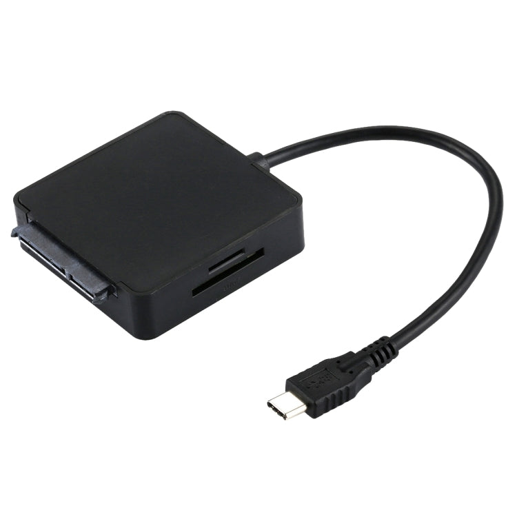 USB-C / Type-C to SATA 3.0 Hard Drive Adapter Cable with 2 USB 3.0 & TF / SD Card Reader HUB for 2.5 inch / 3.5 inch SATA HDD / SSD(Black)