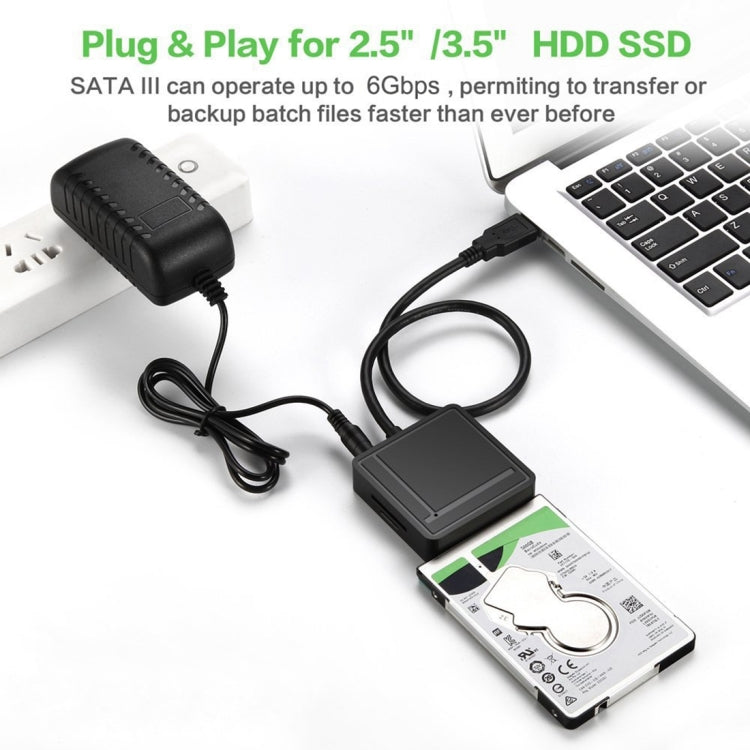 USB-C / Type-C to SATA 3.0 Hard Drive Adapter Cable with 2 USB 3.0 & TF / SD Card Reader HUB for 2.5 inch / 3.5 inch SATA HDD / SSD(Black)