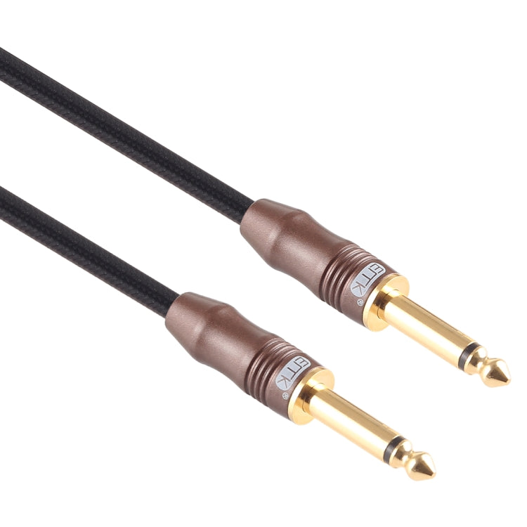 EMK 6.35mm Male to Male 3 Section Gold-plated Plug Cotton Braided Audio Cable for Guitar Amplifier Mixer, Length: 1.5m(Black)