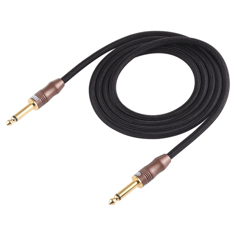EMK 6.35mm Male to Male 3 Section Gold-plated Plug Cotton Braided Audio Cable for Guitar Amplifier Mixer, Length: 1.5m(Black)