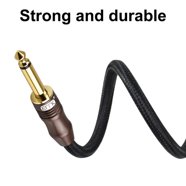 EMK 6.35mm Male to Male 3 Section Gold-plated Plug Cotton Braided Audio Cable for Guitar Amplifier Mixer, Length: 1.5m(Black)