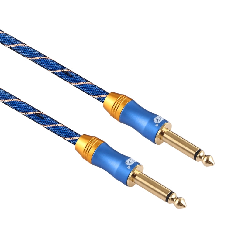 EMK 6.35mm Male to Male 3 Section Gold-plated Plug Grid Nylon Braided Audio Cable for Speaker Amplifier Mixer, Length: 1.5m(Blue)