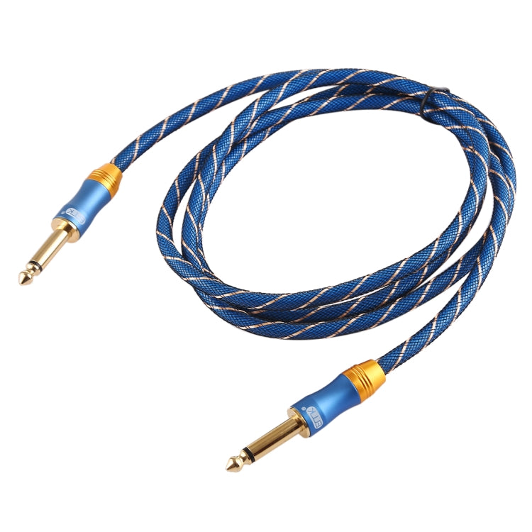 EMK 6.35mm Male to Male 3 Section Gold-plated Plug Grid Nylon Braided Audio Cable for Speaker Amplifier Mixer, Length: 1.5m(Blue)