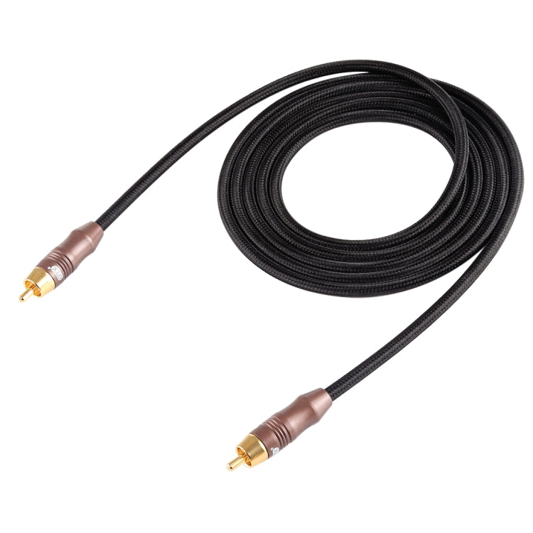 EMK 8mm RCA Male to 6mm RCA Male Gold-plated Plug Cotton Braided Audio Coaxial Cable for Speaker Amplifier Mixer, Length: 2m(Black)