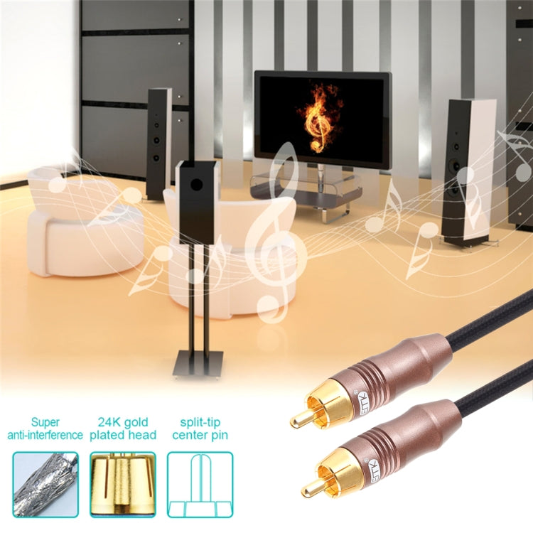 EMK 8mm RCA Male to 6mm RCA Male Gold-plated Plug Cotton Braided Audio Coaxial Cable for Speaker Amplifier Mixer, Length: 2m(Black)