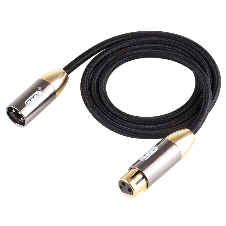 EMK XLR Male to Female Gold-plated Plug Cotton Braided Cannon Audio Cable for XLR Jack Devices, Length: 1m(Black)