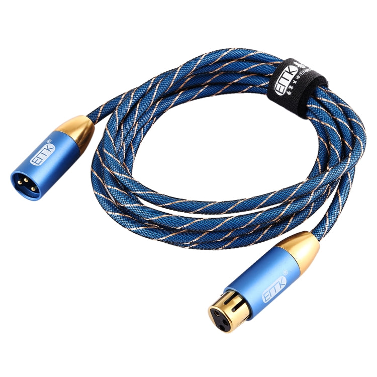 EMK XLR Male to Female Gold-plated Plug Grid Nylon Braided Cannon Audio Cable for XLR Jack Devices, Length: 2m(Blue)