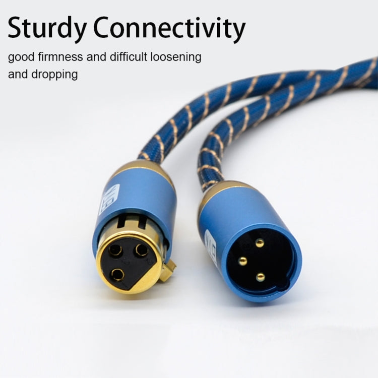 EMK XLR Male to Female Gold-plated Plug Grid Nylon Braided Cannon Audio Cable for XLR Jack Devices, Length: 2m(Blue)