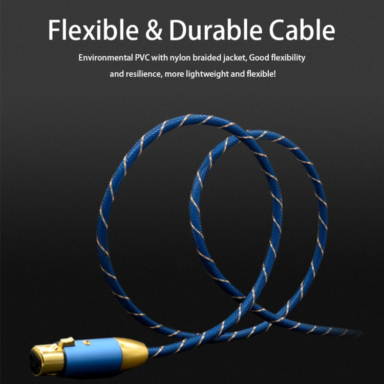 EMK XLR Male to Female Gold-plated Plug Grid Nylon Braided Cannon Audio Cable for XLR Jack Devices, Length: 2m(Blue)