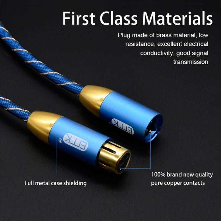 EMK XLR Male to Female Gold-plated Plug Grid Nylon Braided Cannon Audio Cable for XLR Jack Devices, Length: 2m(Blue)